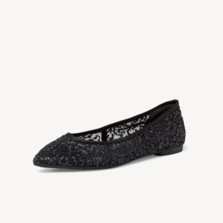 Balerini dama elegant Tamaris negru material textil