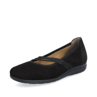 Balerini dama casual Rieker negru piele naturala nabuc L9369-00