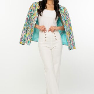 Pantaloni dama Hermosa alb denim