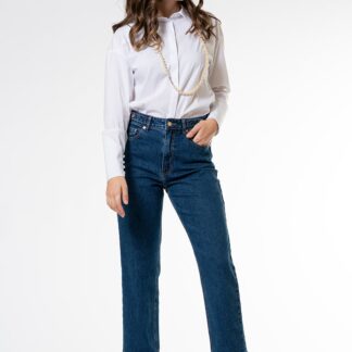 Pantaloni dama Hermosa bleumarin bumbac