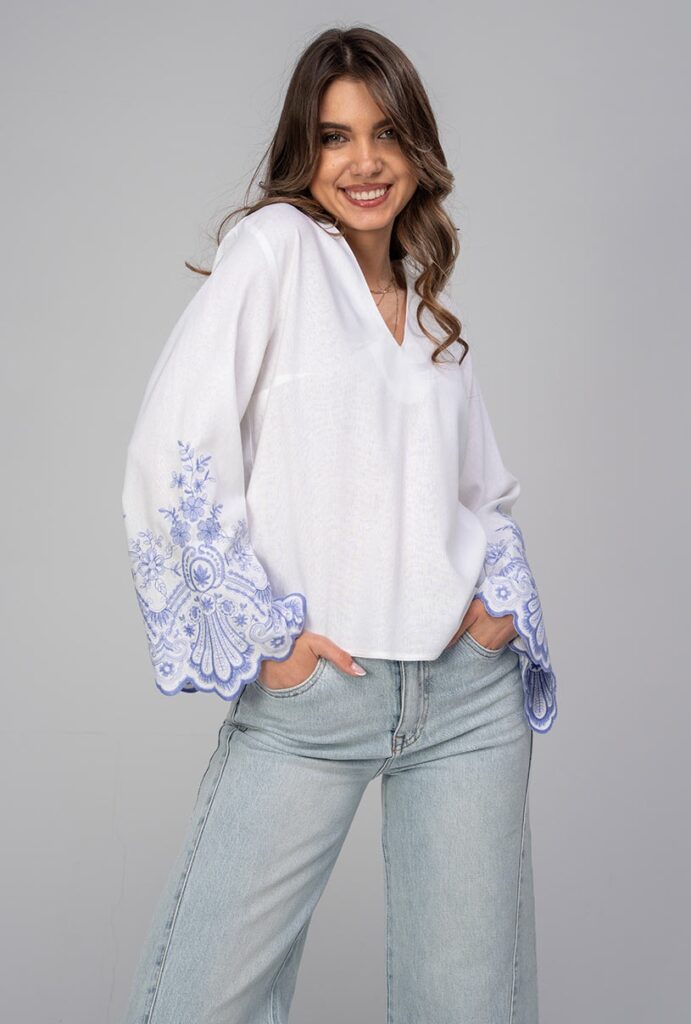 Bluze dama Hermosa alb rayon