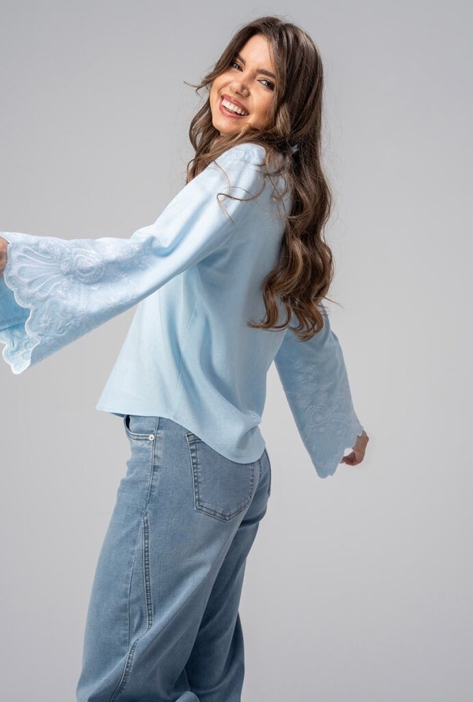 Bluze dama Hermosa bleu rayon