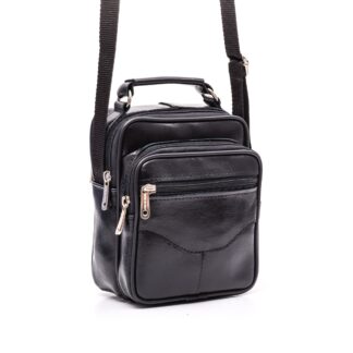 Borseta barbati casual Gentomix negru piele naturala de bovine
