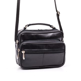 Borseta barbati casual Gentomix negru piele naturala de bovine