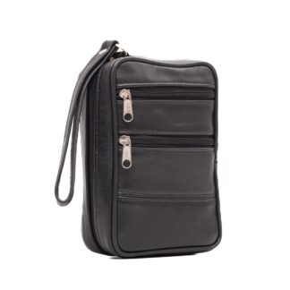 Borseta barbati casual Gentomix negru piele naturala