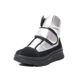Botine dama casual PASS Collection negru-argintiu piele intoarsa T29267-1-1 18