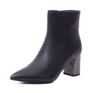 Botine dama Feeling negru piele naturala