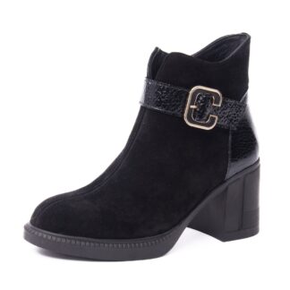 Botine dama Dogati negru piele intoarsa