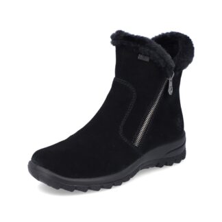 Botine dama Rieker negru piele naturala intoarsa L7162-00