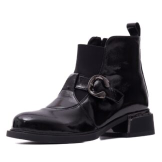Botine dama KARISMA 7QXS70015B 01-L negru piele lacuita