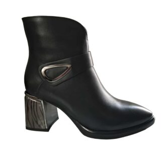 Botine dama Feeling negru piele naturala