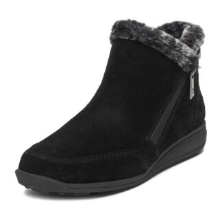 Botine dama Rieker negru piele intoarsa