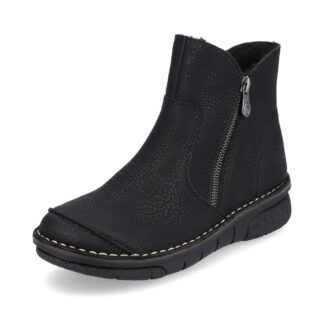 Botine dama Rieker negru piele ecologica