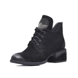 Botine dama KARISMA JYJY50011A 01-I negru piele naturala intoarsa