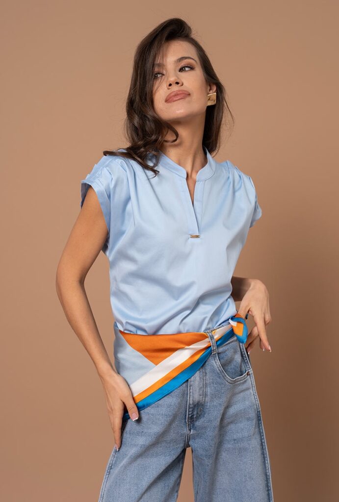 Camasi dama Hermosa bleu bumbac