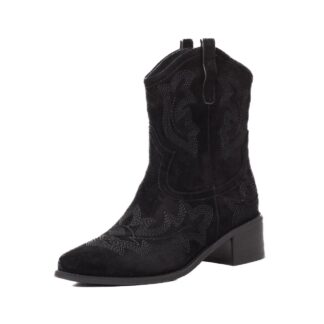 Botine dama Feeling negru piele intoarsa Z1050-06