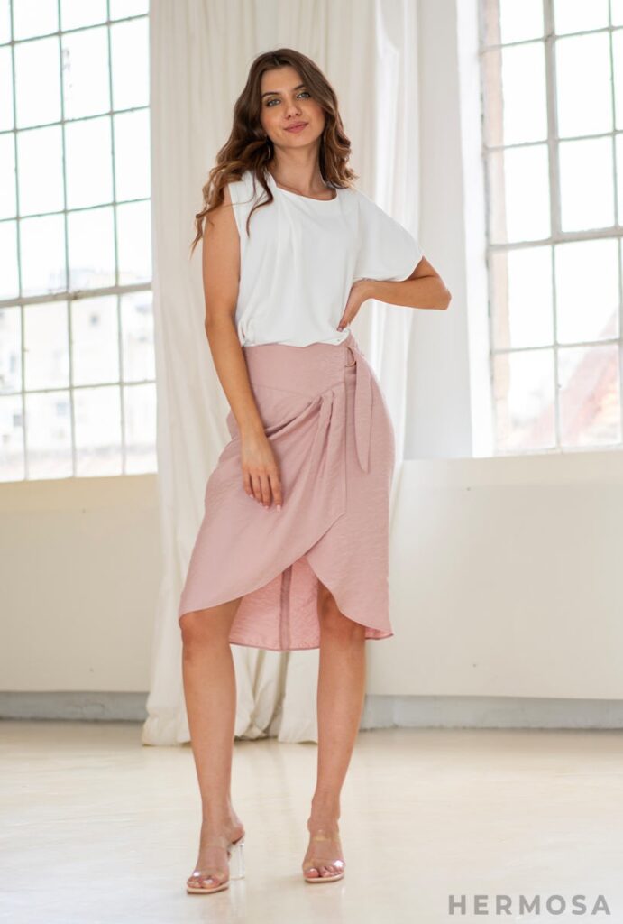 Fuste dama Hermosa roz rayon