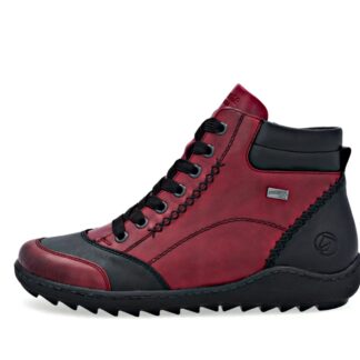 Ghete casual damă Remonte R1456-35 roșu-negru cu fermoar și șiret confort G talpă flexibilă