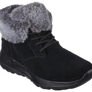 Ghete dama casual Skechers negru piele intoarsa