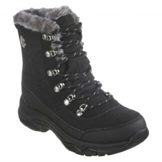 Ghete dama casual Skechers negru imitatie piele