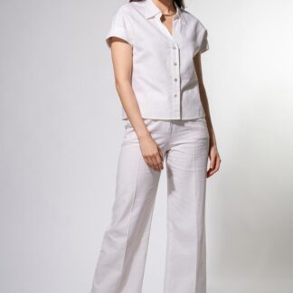 Pantaloni dama Hermosa alb in