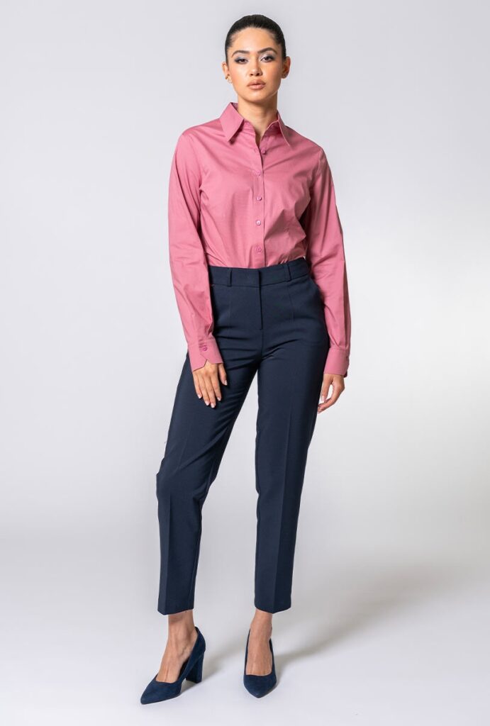 Pantaloni dama Hermosa bleumarin bumbac