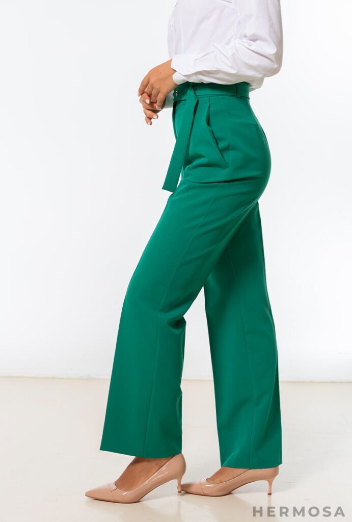 Pantaloni dama Hermosa verde poliamida