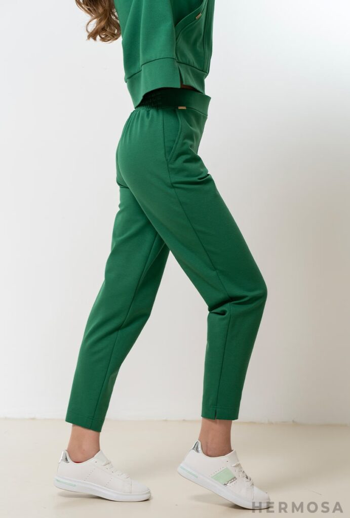 Pantaloni dama Hermosa verde bumbac