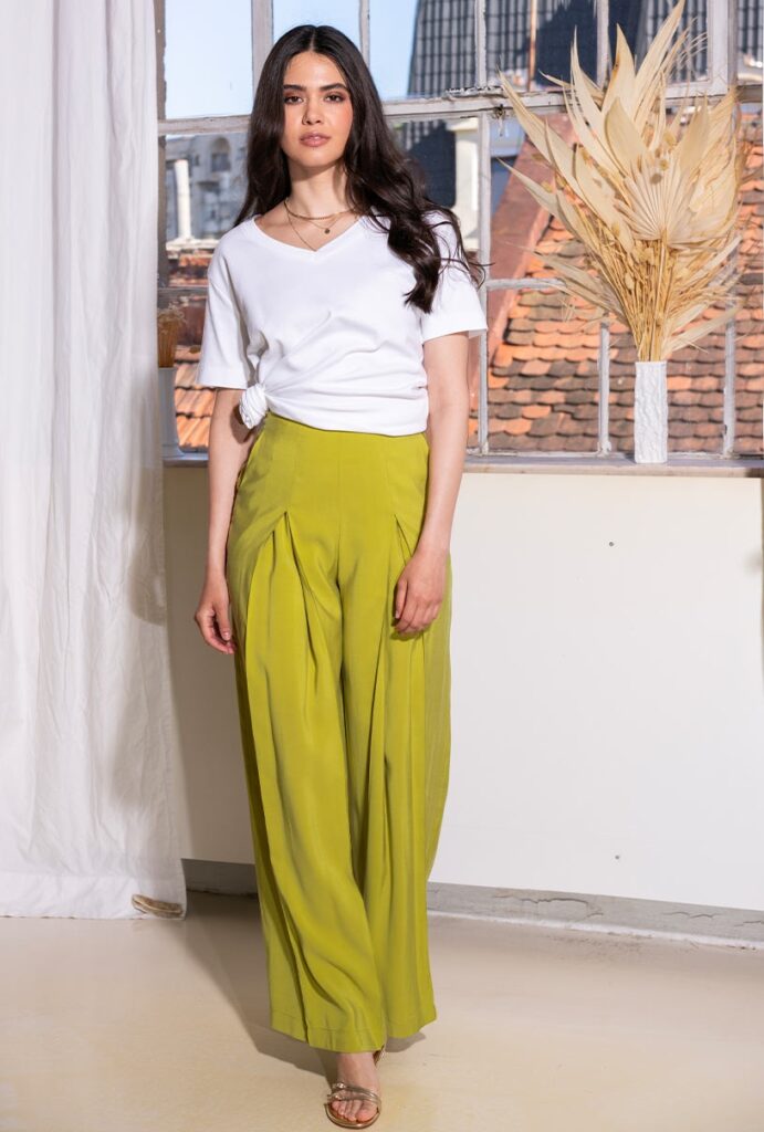 Pantaloni dama Hermosa lime rayon