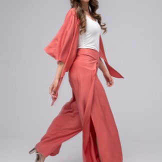Pantaloni dama Hermosa portocaliu rayon