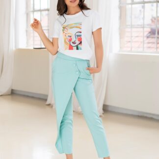 Pantaloni dama Hermosa vernil bumbac