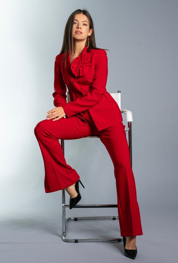 Pantaloni dama Hermosa rosu rayon