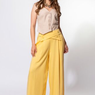 Pantaloni dama Hermosa galben vascoza