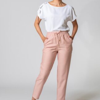 Pantaloni dama Hermosa roz pudra rayon