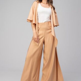 Pantaloni dama Hermosa bej rayon