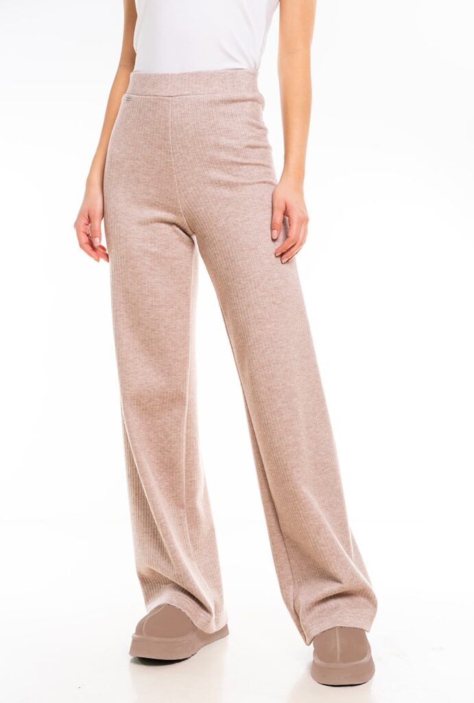 Pantaloni dama Hermosa bej tricot
