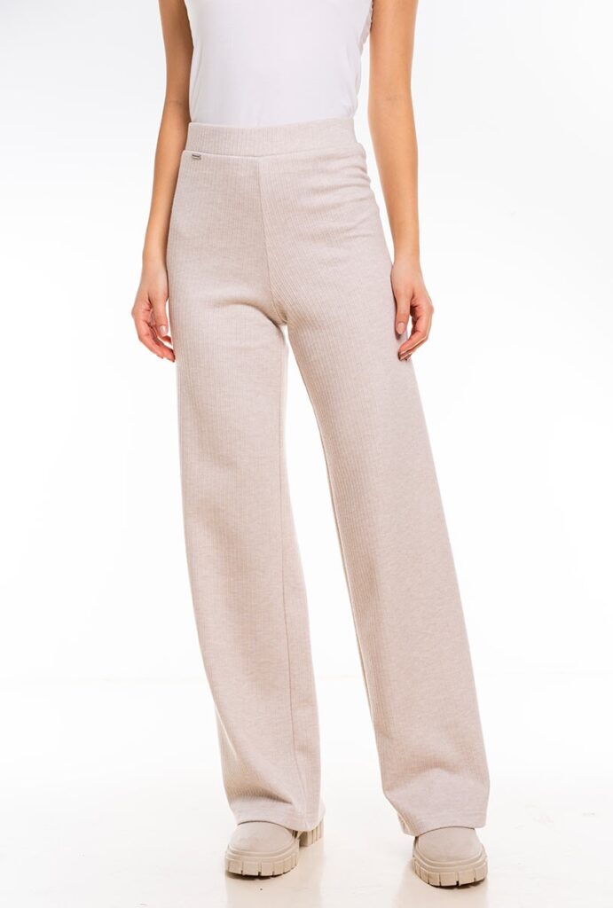 Pantaloni dama Hermosa crem tricot