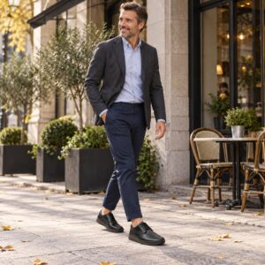 Pantofi barbati casual Leofex negru piele naturala