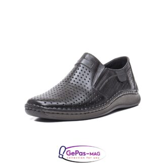 Pantofi barbati casual Leofex negru piele naturala neteda