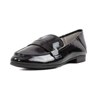 Pantofi dama casual Jana negru piele ecologica lacuita