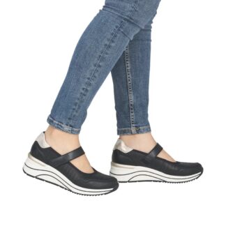 Pantofi casual de vara perforati din piele naturala Remonte D0T21-03 negru
