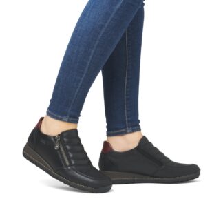 Pantofi dama Rieker negru piele intoarsa