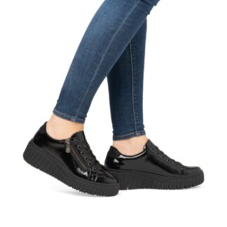 Pantofi dama Rieker negru piele naturala lacuita N2501-00