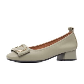 Pantofi dama PASS Collection M4M440007C 06-N kaki piele naturala