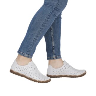 Pantofi dama Rieker alb piele naturala M2801-80