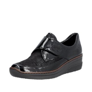 Pantofi dama Rieker 487C0-00 negru piele naturala lacuita