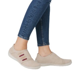 Pantofi dama Rieker bej piele intoarsa