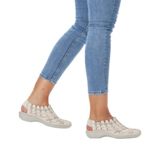 Pantofi dama casual Rieker 413V8-60 roz prafuit piele naturala