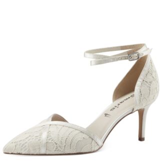 Pantofi dama elegant Tamaris ivory material textil