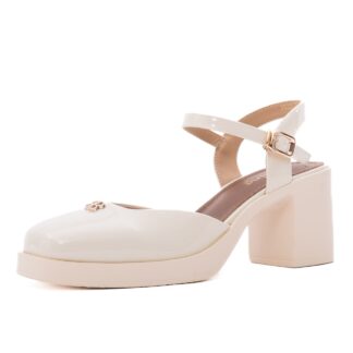 Pantofi dama Feeling bej piele lacuita